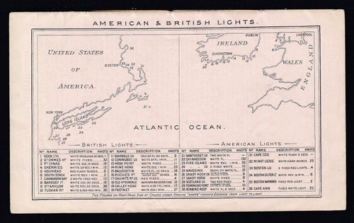 Cunard Line. Passagerarlista för Lusitania 1909. Reklamhäfte i fin kvalité.