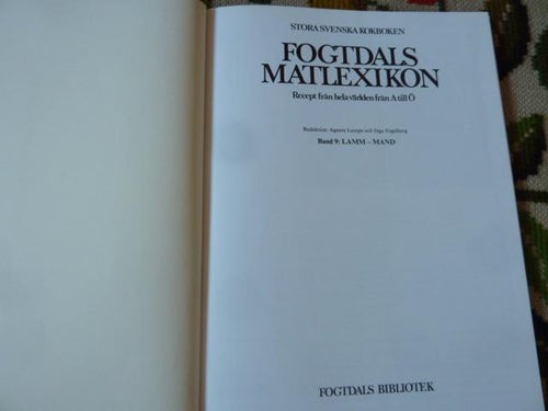 FOGTDALS MATLEXIKON, 9, BOK, LAMM-MAND, STORA SVENSKA KOKBOKEN