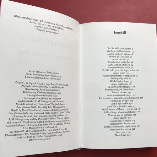 ANNE PÅ GRÖNKULLA L.M. Montgomery 1998