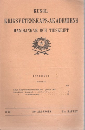 KKRVA - Handlingar och tidskrift - Nr 1 - 1945