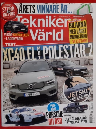 Teknikens Värld nr 1 2021: Polestar 2 Performance, Volvo XC40 Recharge P8 AWD