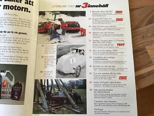 TEKNIKENS VÄRLD NR 3 1993 ELBIL EL JET,MERCEDES 600 SEC,TOYOTA CAMRY VOLVO 945