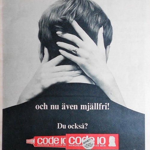 CODE 10 HAIR CREAM - KLADDFRI, REKLAM TIDNINGSANNONS 1967