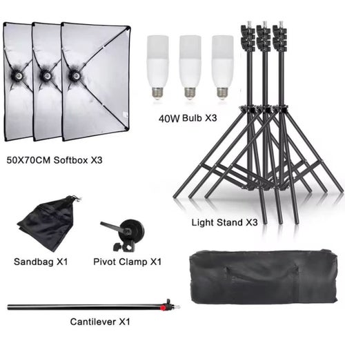 Fotostudio Belysningskit.Softboxkit Oanvänt!