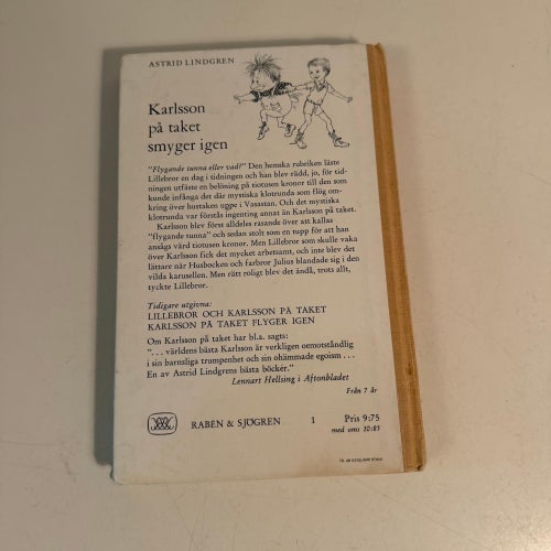 Bok - Astrid Lindgren - Karlsson på taket smyger igen. 1968