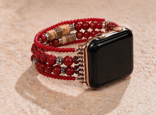 Boho Apple Watch-armband i rött