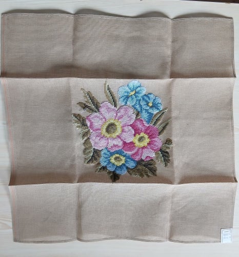 ~*~ HANDBRODERAT ~ Mayflower? med logo plombering ~ ULLBRODERI ~ OANVÄND ~*~