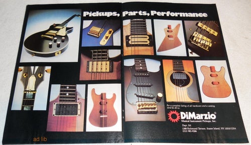 DiMarzio - PICKUPS, PARTS, PERFORMANCE., TIDNINGSANNONS 1979