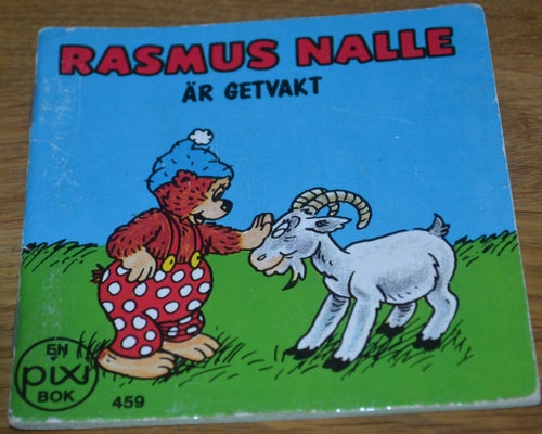 Äldre Pixibok Rasmus Nalle är getvakt