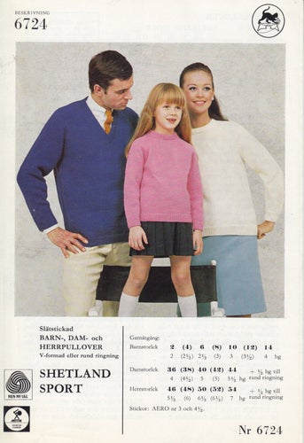 ** STICKMÖNSTER ** BARN DAM HERR ** JUMPER m.V-RINGAD el. RUND HALS ** 60-tal **