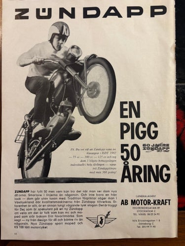 Zündapp sport moped 50 cc 1967 reklam Annons Zundapp