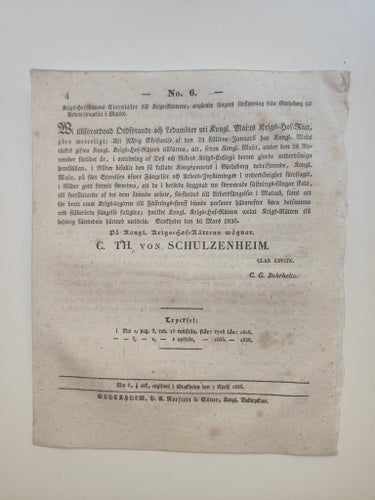 Svensk Författnings-Samling 1836, No. 6