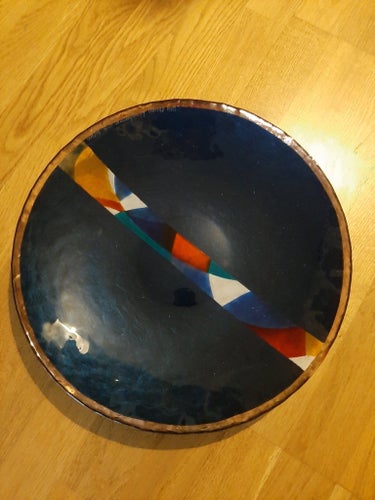EM glasfat, handmålat, design, nyskick