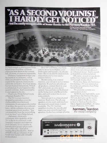 HARMAN-KARDON 75+ - THE MUSIC COMPANY HI-FI, TIDNINGSANNONS 1973