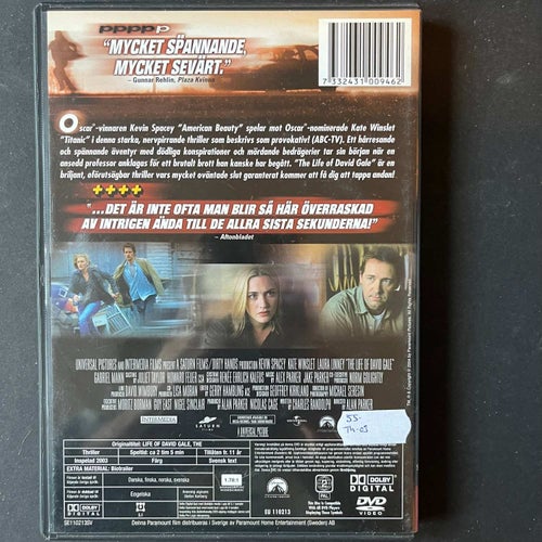 THE LIFE OF DAVID GALE. KEVIN SPACEY, KATE WINSLET. DVD THRILLER -03.