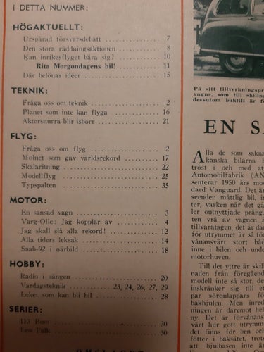 Teknikens Värld nr 8 1950: Saab 92, Standard Vanguard, teknik, flyg, motor