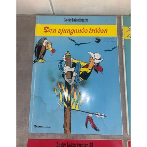 4 klassiska Lucky Luke-album (Tintins Äventyrsklubb m.m.)