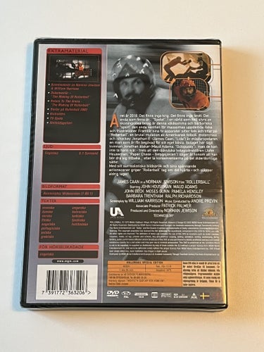 Rollerball (James Caan & Maud Adams, 1975). Inplastad DVD