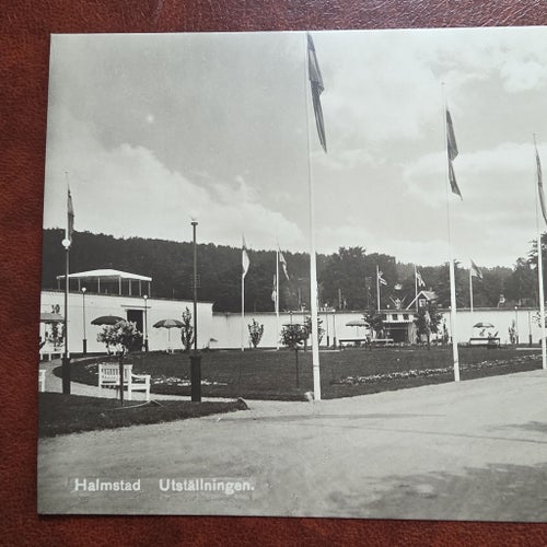 Halmstad . Utställning 1929. Oanvänt gammalt vykort.