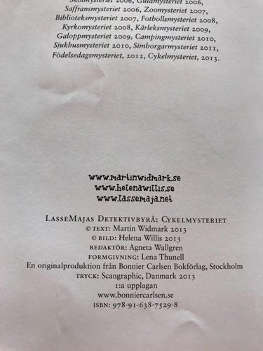 LASSEMAJAS DETEKTIVBYRÅ Cykelmysteriet + Fotbollsmysteriet Widmark / Willis
