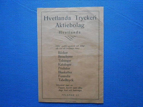 Hvetlanda tidning 9 1925 Bäckshult Sigvald Göthsson