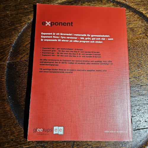 Exponent E Matematik för gymnasieskolan av Gennow/Gustafsson, 2006