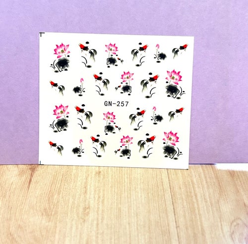 Nail Art Stickers japansk konst watercolor rosa blommor fåglar naglar trend