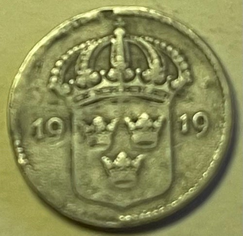 Äldre svenskt mynt 10 öre 1919