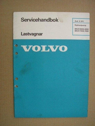 VOLVO Verkstadshandbok Hydraulpump Lastbil BKUH 6039 6058 BKUH 7039 7058