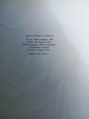 Max bil barnbok av Barbro Lindgren Eva Eriksson tryckt Ungern 1994