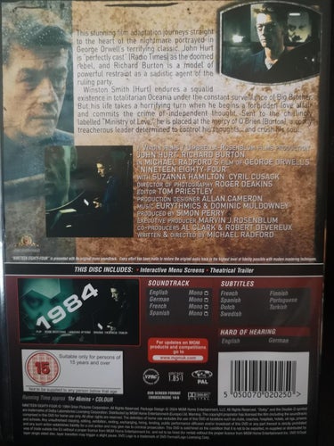 1984 (1984) Michael Radford med John Hurt, Richard Burton, Cyril Cusack.