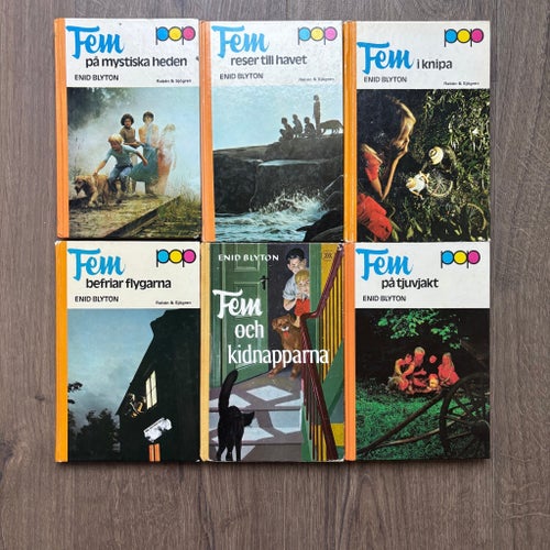 Sex böcker ur bokserien fem av Enid Blyton