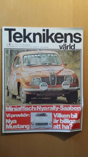 Teknikens Värld nr 2 1974: Alfasud ti, Ford Mustang II, Morris Marina, R4