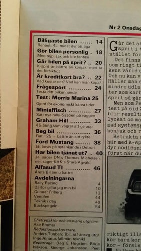 Teknikens Värld nr 2 1974: Alfasud ti, Ford Mustang II, Morris Marina, R4