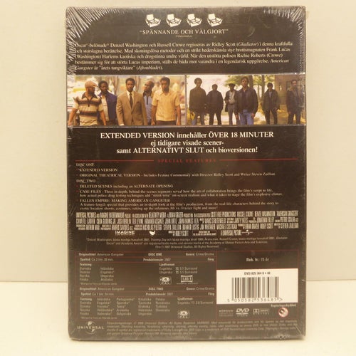 American Gangster - Russell Crowe - Region 2, DVD-film, Svensk text, Inplastad
