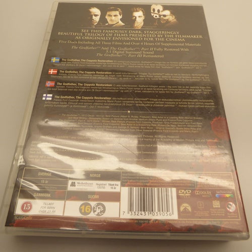 The Godfather x3 - hela trilogin, Region 2, DVD-box, Svensk text, Fint skick
