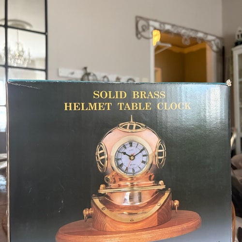 Solid brass, helmet table clock