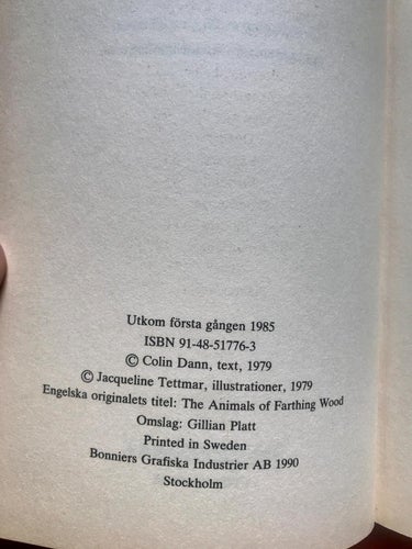 DJUREN I GAMLA SKOGEN Colin Dann 1990
