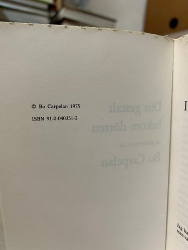 Din gestalt bakom dörren av Bo Carpelan, bok, Very Fine plus