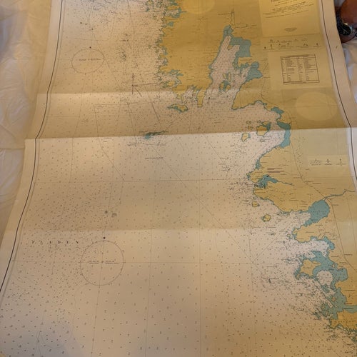 Sjökarte Kattegatt Svenska Kusten Tistlarna - Varberg Sjökort stort vintage