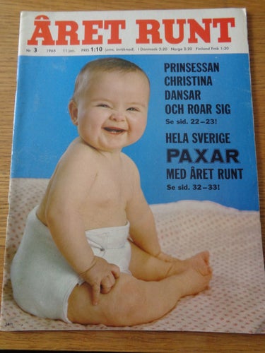 Året Runt nr3 1965 Prinsessan Christina, klippdocko kläderr Farah av Iran & barn