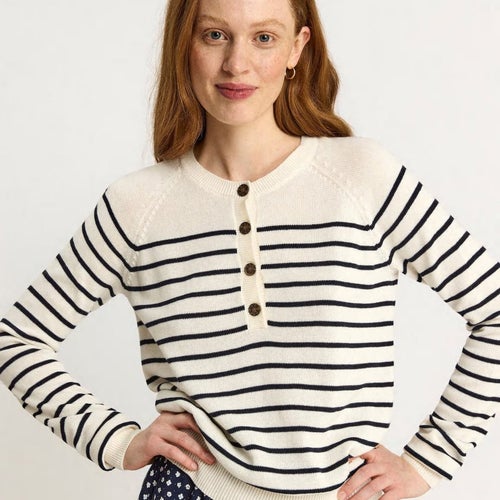 Lindex vit/marinblå tröja Holly & Whyte XS randig sailor mode trend