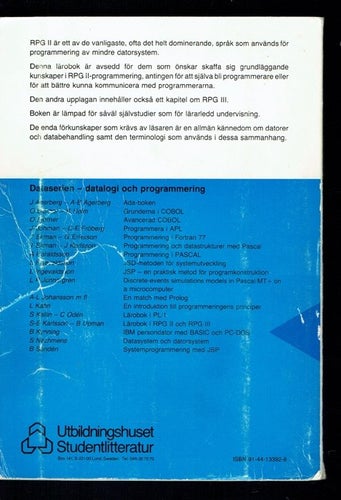 Lärobok i RPG II och RPG III - Karlsson Upman (Svårfunnen)