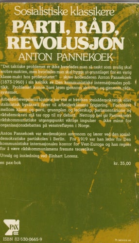 PARTI, RÅD, REVOLUSJON av Anton Pannekoek, 1976 (norska)