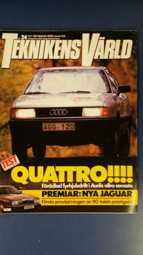 Teknikens Värld nr 24 1986: Audi 80 quattro, Porsche 356, Jaguar XJ6 (XJ40)