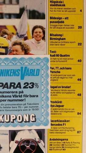 Teknikens Värld nr 24 1986: Audi 80 quattro, Porsche 356, Jaguar XJ6 (XJ40)