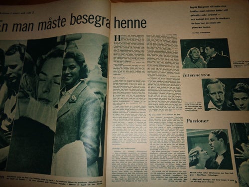 Vecko Revyn nr37 1958 Ingrid Bergman, mode, Fantomen