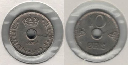 Norge 10 öre 1947 och 1951