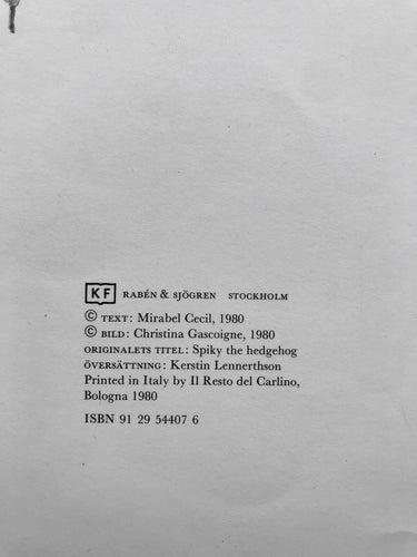 STICKAN IGELKOTT BÖRJAR SKOLAN Mirabel Cecil Christina Gascoigne 1980