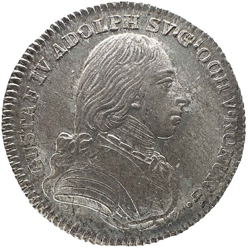 Gustav IV Adolf - 1/6 Riksdaler - Ett härligt ocirkulerat exemplar med full lyst